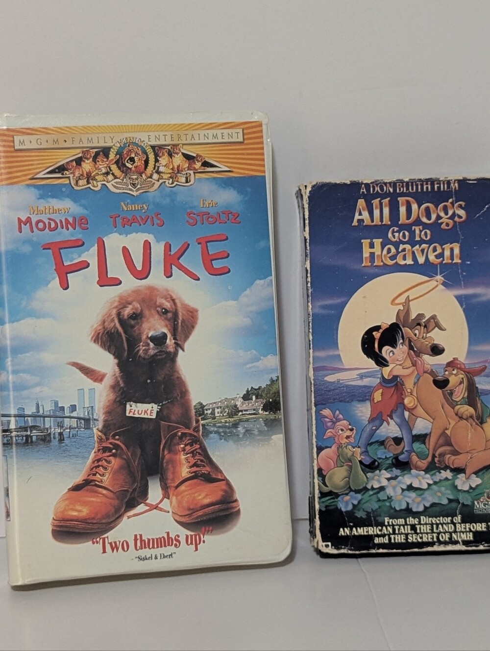 Vintage VHS Bundle – Fluke & All Dogs Go to Heaven | Family Movies | 2 Tape Lot